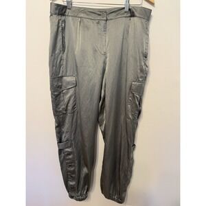 Chicos Satin‎ Cargo Pants Gray 2.5 L(14) Party Holiday